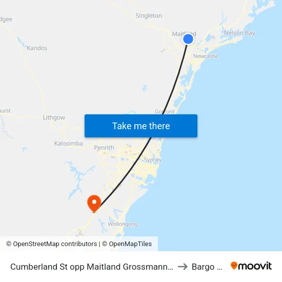 Cumberland St opp Maitland Grossmann High School to Bargo NSW map