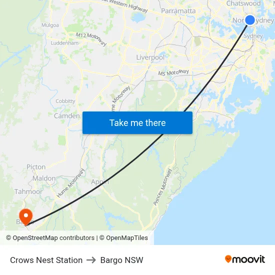 Crows Nest Station to Bargo NSW map