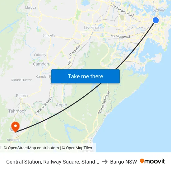Central Station, Railway Square, Stand L to Bargo NSW map