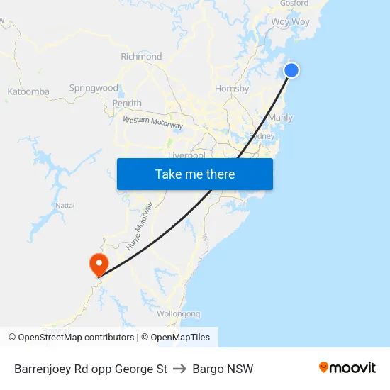 Barrenjoey Rd opp George St to Bargo NSW map
