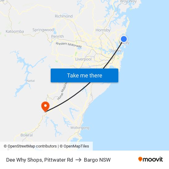 Dee Why Shops, Pittwater Rd to Bargo NSW map