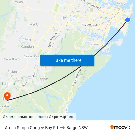 Arden St opp Coogee Bay Rd to Bargo NSW map