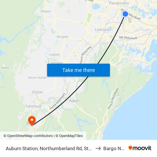 Auburn Station, Northumberland Rd, Stand C to Bargo NSW map