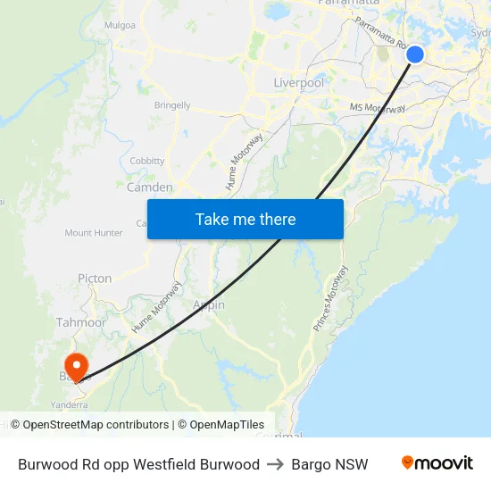 Burwood Rd opp Westfield Burwood to Bargo NSW map