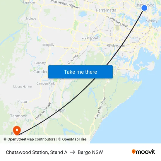 Chatswood Station, Stand A to Bargo NSW map