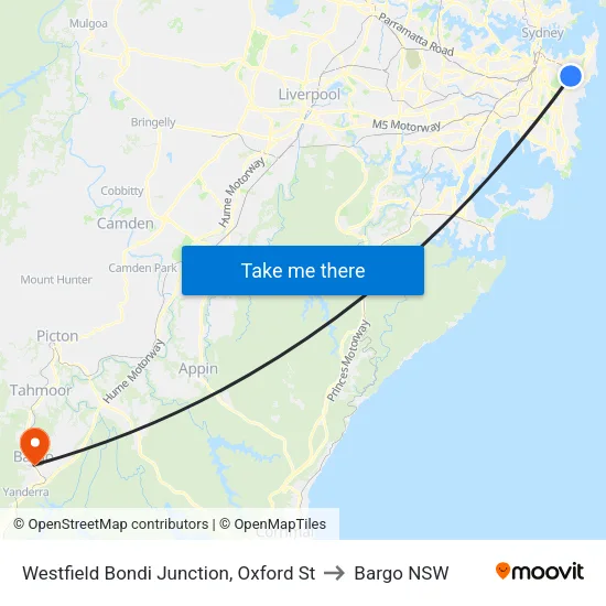 Westfield Bondi Junction, Oxford St to Bargo NSW map