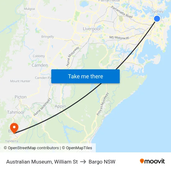Australian Museum, William St to Bargo NSW map