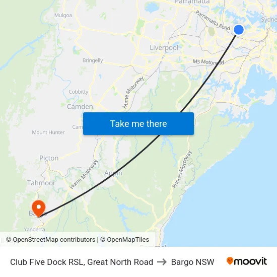 Club Five Dock RSL, Great North Road to Bargo NSW map