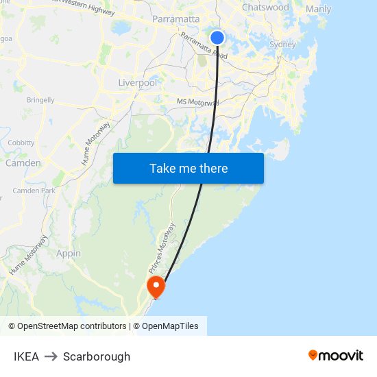 Ikea to Scarborough map