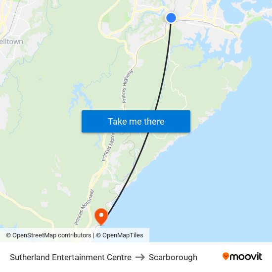 Sutherland Entertainment Centre to Scarborough map