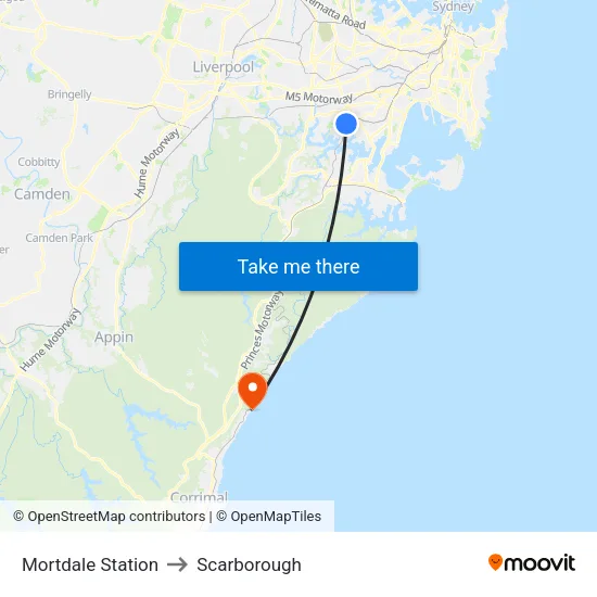 Mortdale Station to Scarborough map