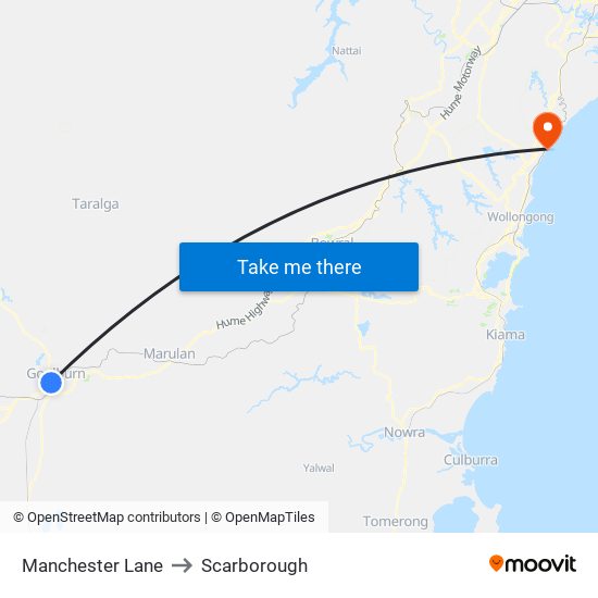 Manchester Lane to Scarborough map