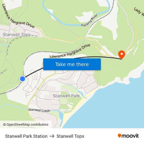 Stanwell Park Station to Stanwell Tops map