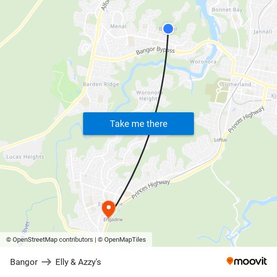Bangor to Elly & Azzy's map