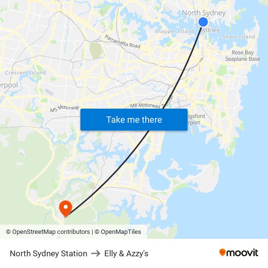 North Sydney Station to Elly & Azzy's map