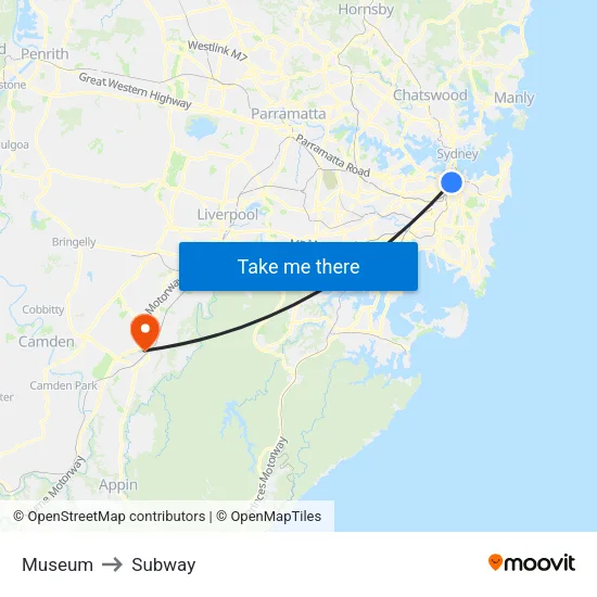 Museum to Subway map