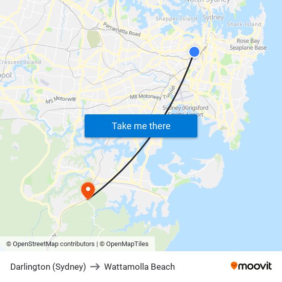 Darlington (Sydney) to Wattamolla Beach map