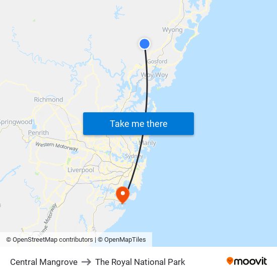 Central Mangrove to The Royal National Park map