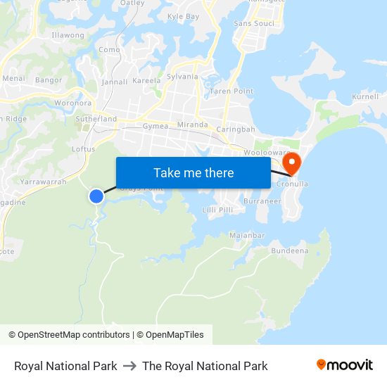 Royal National Park to The Royal National Park map