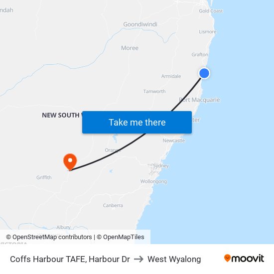 Coffs Harbour TAFE, Harbour Dr to West Wyalong map