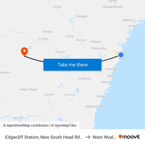 Edgecliff Station, New South Head Rd, Stand P to West Wyalong map