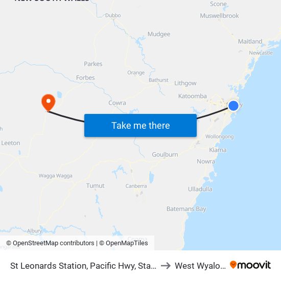 St Leonards Station, Pacific Hwy, Stand B to West Wyalong map