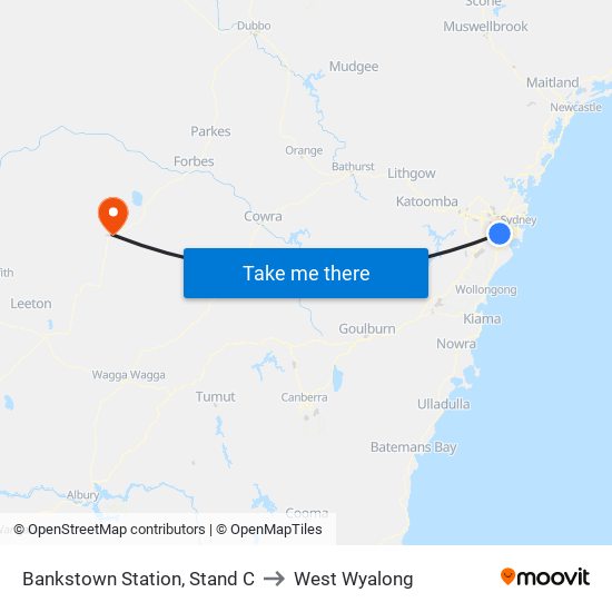 Bankstown Station, Stand C to West Wyalong map