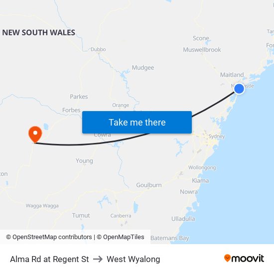 Alma Rd at Regent St to West Wyalong map