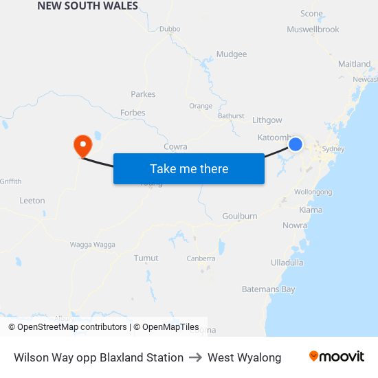 Wilson Way opp Blaxland Station to West Wyalong map