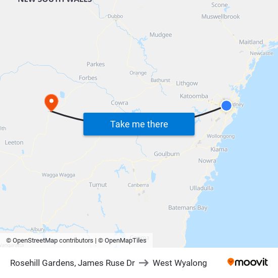 Rosehill Gardens, James Ruse Dr to West Wyalong map