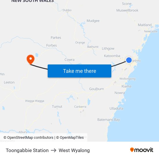 Toongabbie Station to West Wyalong map