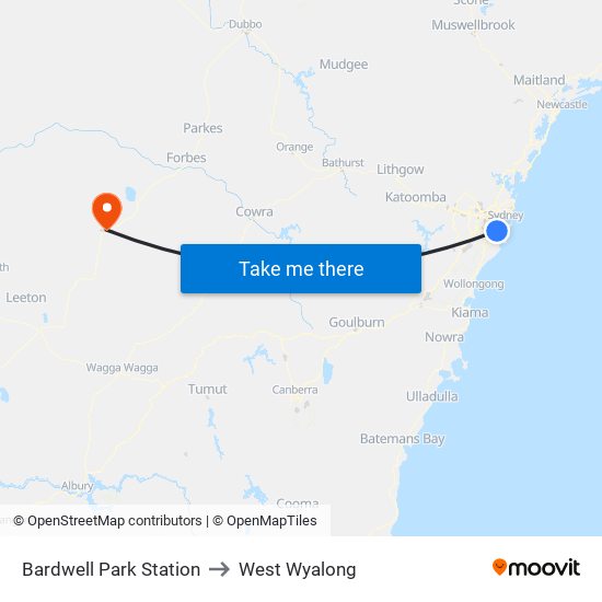 Bardwell Park Station to West Wyalong map