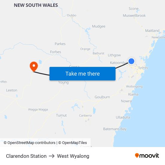 Clarendon Station to West Wyalong map