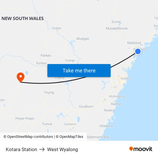 Kotara Station to West Wyalong map