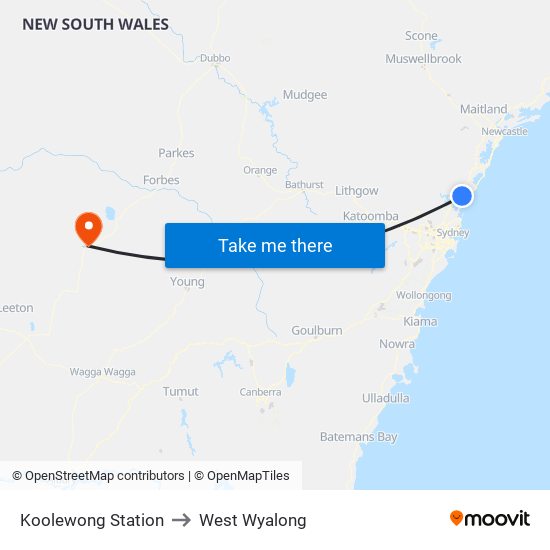 Koolewong Station to West Wyalong map