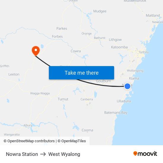 Bomaderry (Nowra) Station to West Wyalong map