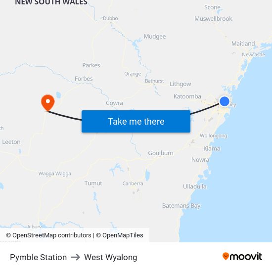Pymble Station to West Wyalong map