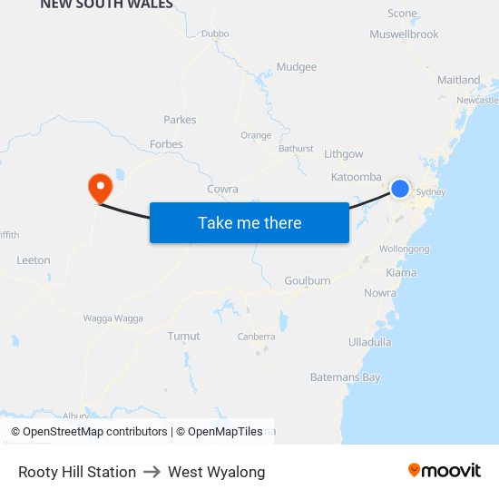 Rooty Hill Station to West Wyalong map