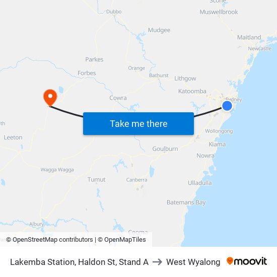 Lakemba Station, Haldon St, Stand A to West Wyalong map