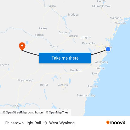 Chinatown Light Rail to West Wyalong map