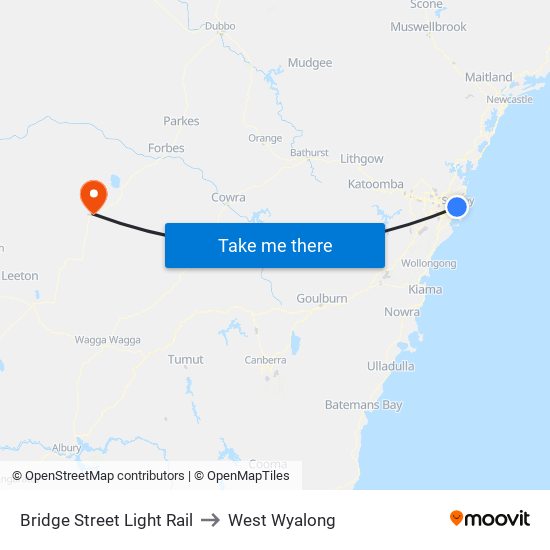 Bridge Street Light Rail to West Wyalong map