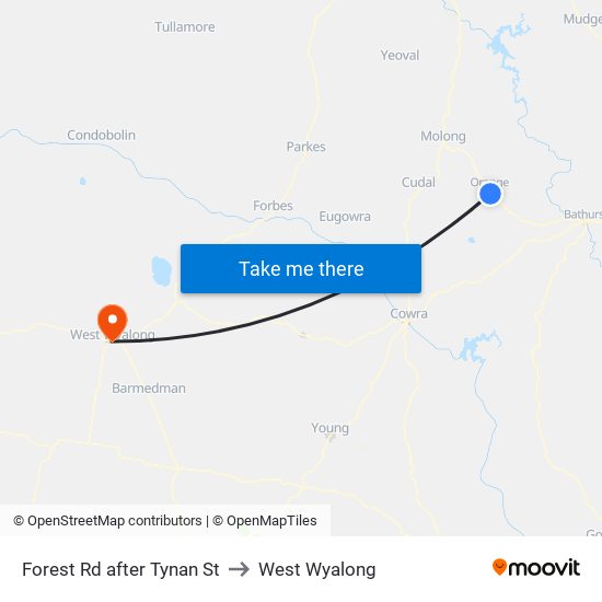 Forest Rd after Tynan St to West Wyalong map