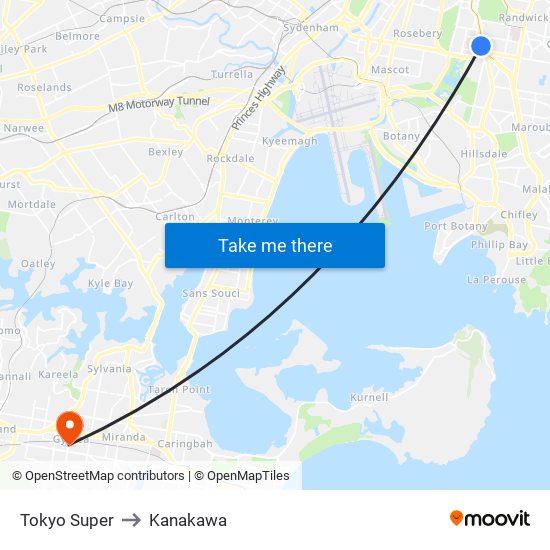 Tokyo Super to Kanakawa map