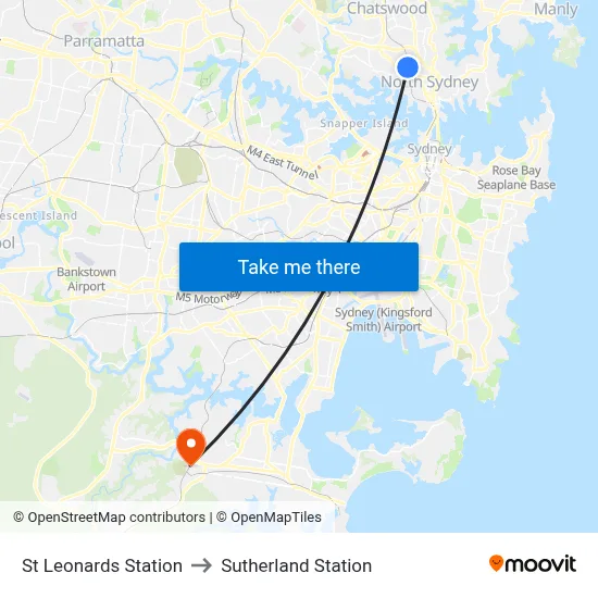 St Leonards Station to Sutherland Station map
