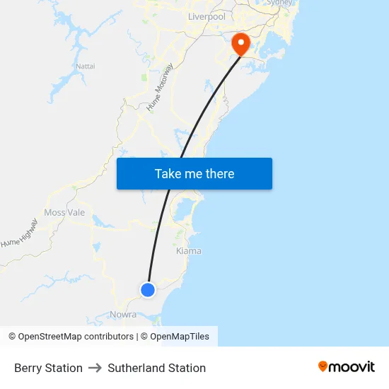 Berry Station to Sutherland Station map