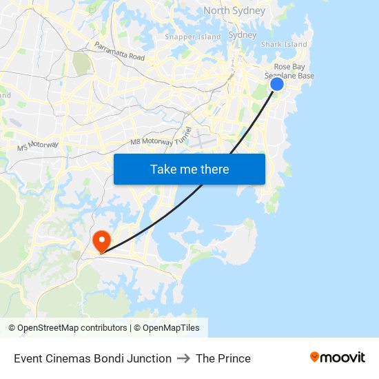Event Cinemas Bondi Junction to The Prince map