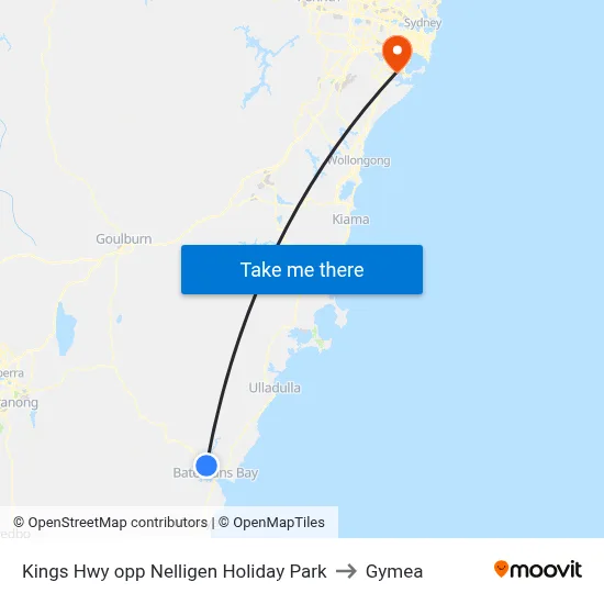 Kings Hwy opp Nelligen Holiday Park to Gymea map