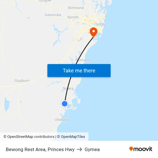 Bewong Rest Area, Princes Hwy to Gymea map