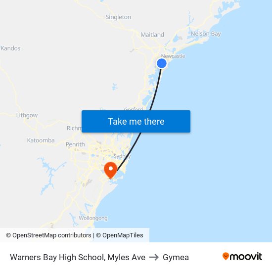 Warners Bay High School, Myles Ave to Gymea map