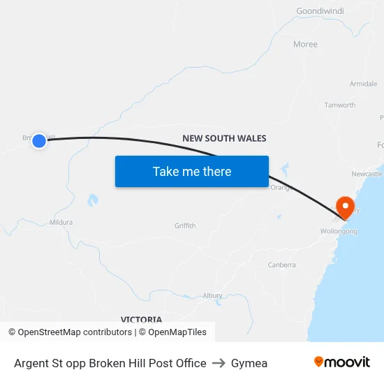 Argent St opp Broken Hill Post Office to Gymea map
